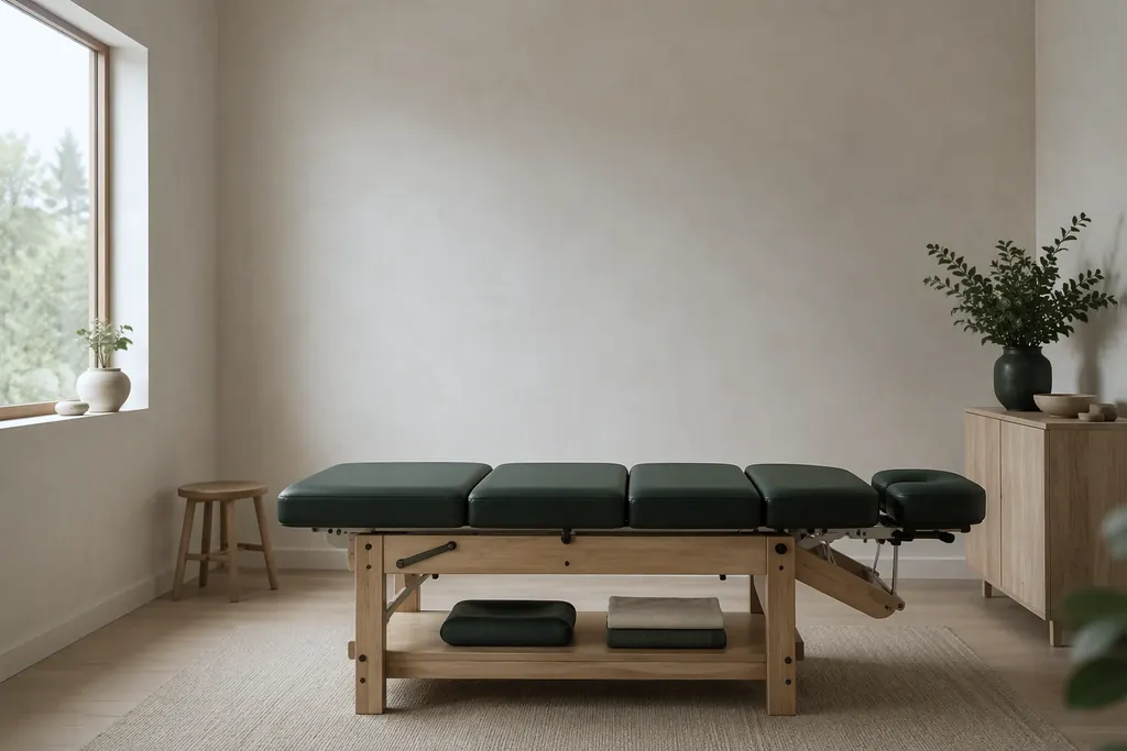 Chiropractic room with an adjusting table near a window